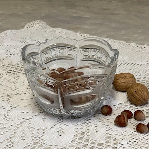 Vintage Round Lead Crystal Glass Bowl, Centerpiece, Decorative, and Candy Bowl