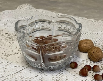 Vintage Round Lead Crystal Glass Bowl, Centerpiece, Decorative, and Candy Bowl