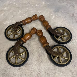 Vintage Brass Caster Wheels - 1960s Set of 4 - Antique Hardware