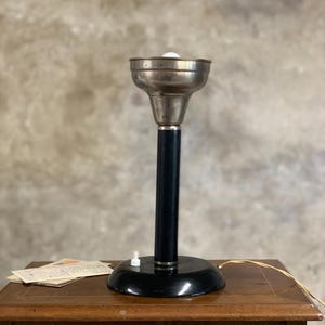 Art Deco Green Table Lamp: Vintage Chromed Metal Bedside Light