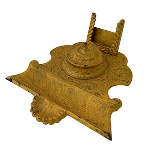 Cast Iron Inkstand Ink Holder And Pen Rest France 1920 Art Nouveau.