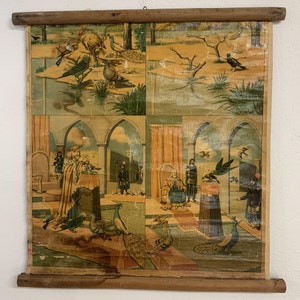 "Vintage Aesop's Fables Wanddekor, ""Der Wolf und die Ziege"" Lehrtafel, perfektes Kinderzimmer Kunst Geschenk für Kinderzimmer."
