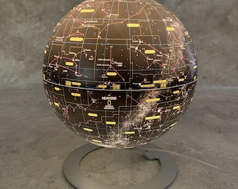 Illuminated Sphere of Constellations National Geographic The Heavens Stainless Steel Base Office Decor.
