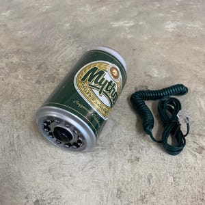 Mythos Beer Telephone, Vintage Beer Can Shaped Phone,  Retro Phone, Dial Phone, Land Line Telephone with  box.