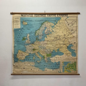 Vintage Europa Karte zum herunterziehen Europa-Diagramm Vintage Europa-Karte zum Herunterziehen Klassenzimmer-Karte, Wand-Gobelin-Karte