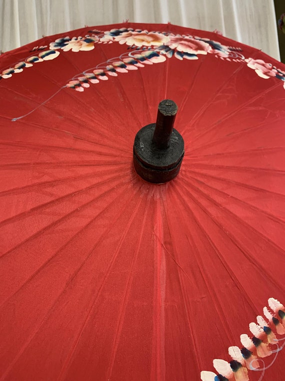 Hand painted Parasol, bamboo umbrella, Vintage Ja… - image 5