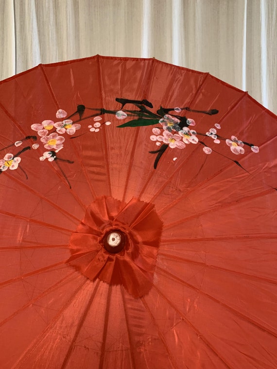 Vintage Parasol Umbrella,  Hand Painted Japanese … - image 7