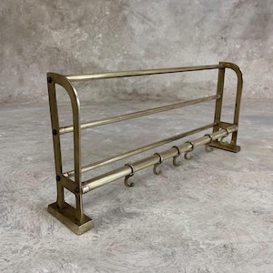 Messing kapstok muurhaak - vintage hoedenhanger jaren 60 met 6 haken - ideaal cadeau voor stijlvolle huiseigenaren