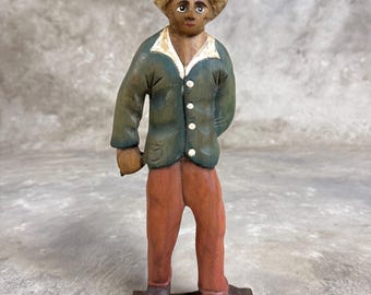 Vintage handgeschnitzte hölzerne Volkskunst männliche Porträt-Skulptur