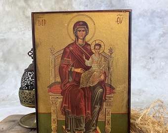 Icône Orthodoxe Pliante - Jésus Christ Et Vierge Marie - Étui En Bois - Russie