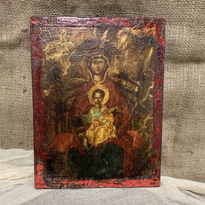 Virgin Mary and Jesus Wooden Byzantine Orthodox Icon