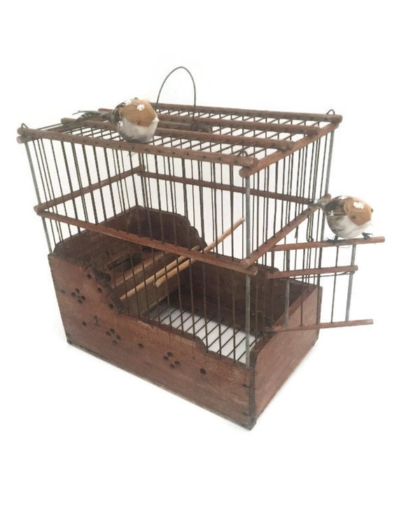 Cage à Oiseaux En Bois Faite à La Main Cage à Oiseaux En Bois Birdhouse Porte Plantes Décor De Cage Cage Rustique Cage Doiseau En Bois Suspendu