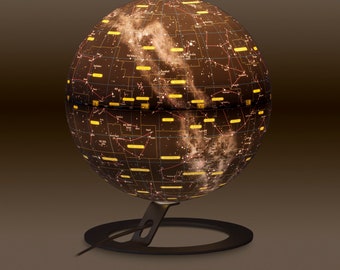 Illuminated Sphere of Constellations National Geographic The Heavens Stainless Steel Base Office Decor.