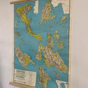 Karte der Ionischen Inseln, Wandtafel, griechische Geographie, Wanddeko, Einzigartiges Geschenk für das Klassenzimmer