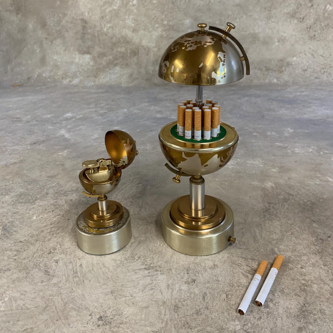 1960s Japanese Golden Globe Cigarette Dispenser & Lighter, Elegant