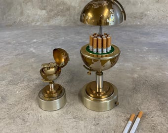 1960s Japanese Golden Globe Cigarette Dispenser & Lighter, Elegant