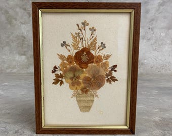 Vintage Framed Pressed Flowers, Botanical Artwork, Dried Flower Decor, Gift for Flower Lovers & Her