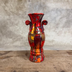 Vintage abstraktes Muster Keramikvase Made in Griechenland, griechische bunte Keramikvase