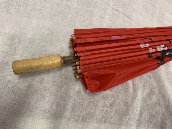Vintage Parasol Umbrella,  Hand Painted Japanese … - image 10
