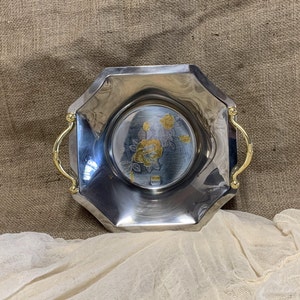 Vintage versilberte Roses Schüssel - Oro 24K Inox 18/10 Stahl Dekorative Konfektschale Vintage Servierschale