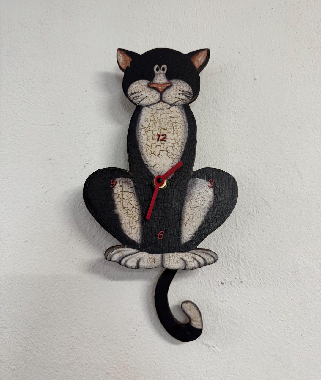 Handmade Wall Clock With Pendulum, Cat Design Wooden Clock for Cat ...
