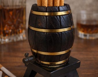 cigarette barrel dispenser Funny Santa Holder Box Wooden Prank Cigar santa in a barrel cigarette