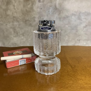 New Vintage Nesor Genuine Cut Crystal Lighter in Original Box, Vintage Table Lighter hand cut crystal, Cigarette Table Lighter.