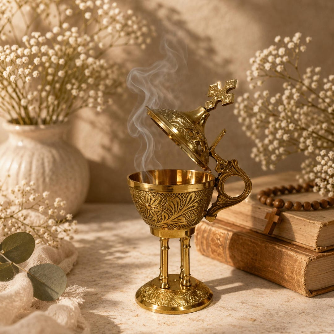 Ornate Brass Incense Burner – Handcrafted Spiritual & Religious Censer ...