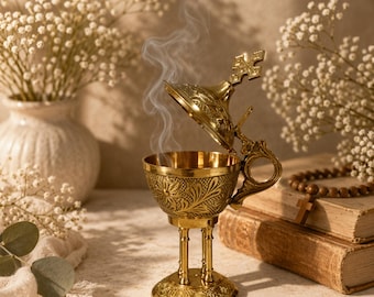 Ornate Brass Incense Burner – Handcrafted Spiritual & Religious Censer for Meditation and Prayer