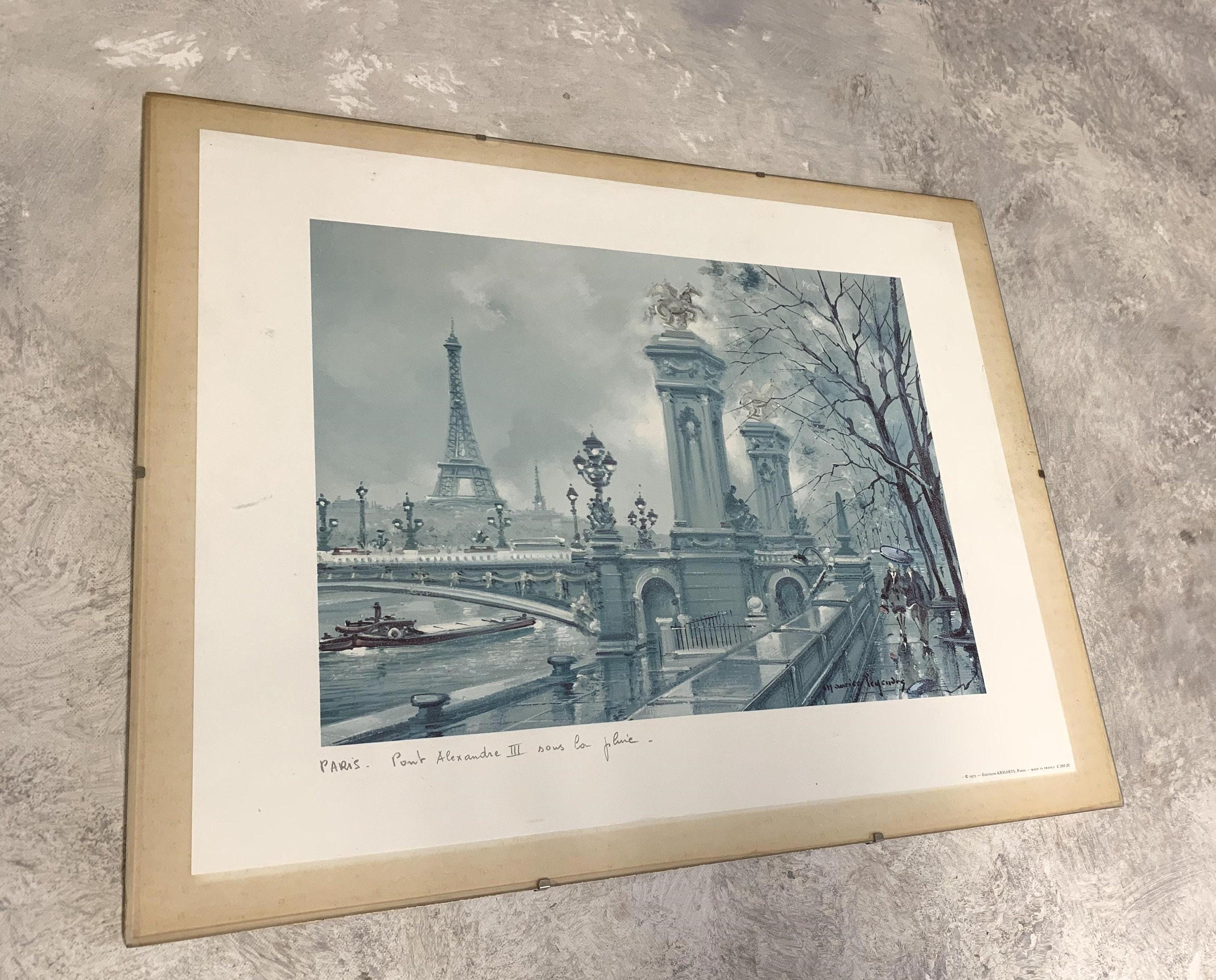 モーリス・ルジャンドル　ミニプリント　「パリ、アレクサンドル3世橋、雨の降る中」 モーリス・ルジャンドル ミニプリント 「パリ、アレクサンドル3世橋