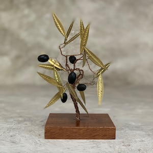 Kupferdraht Olivenbaum Draht Kunst Handgefertigt Schwarze Oliven.