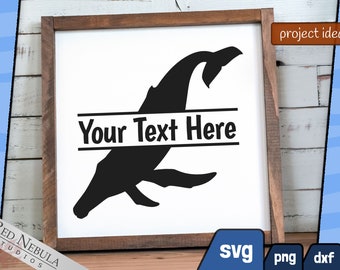 Humpback Whale Split Monogram SVG, PNG, & DXF | Ocean Animal Design with Blank Space to Add Your Own Text