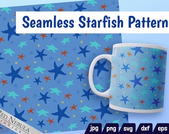 Starfish Seamless Pattern | Blue Ocean Digital Paper - Ocean/Sea Animal Series