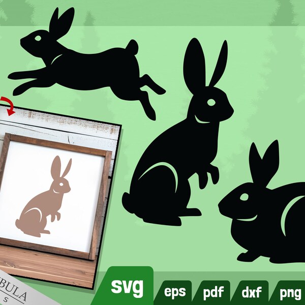 Rabbit SVG Clipart Set - 3 svg | png | dxf | eps | jpg | pdf - For Vinyl Cutters, Easter Cardmaking, Papercutting - Woodland Animal Series