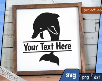 Dolphin Split Monogram SVG, PNG, & DXF | Ocean Animal Design with Blank Space to Add Your Own Text