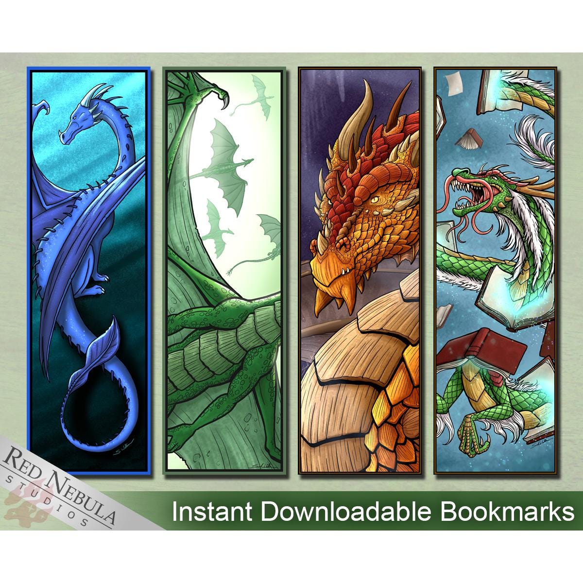printable-dragon-bookmarks-instant-download-fantasy-artwork-in-four-designs-etsy-israel