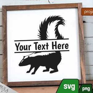 Skunk Woodland Split Monogram SVG, PNG, & DXF | Animal Design with Blank Space to Add Your Own Text