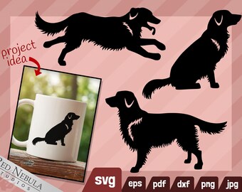 Golden Retriever SVG Clipart Set - 3 svg | png | dxf | eps | jpg | pdf - Dog Silhouette Vector Graphics | Housepets