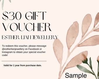 AUD30 Gift Voucher for Esther Lian Jewellery Etsy Shop