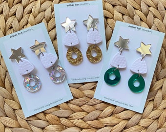 Christmas Earrings! Silver, Gold, Green, White! The perfect addition to your Christmas outfits, just choose your style :)