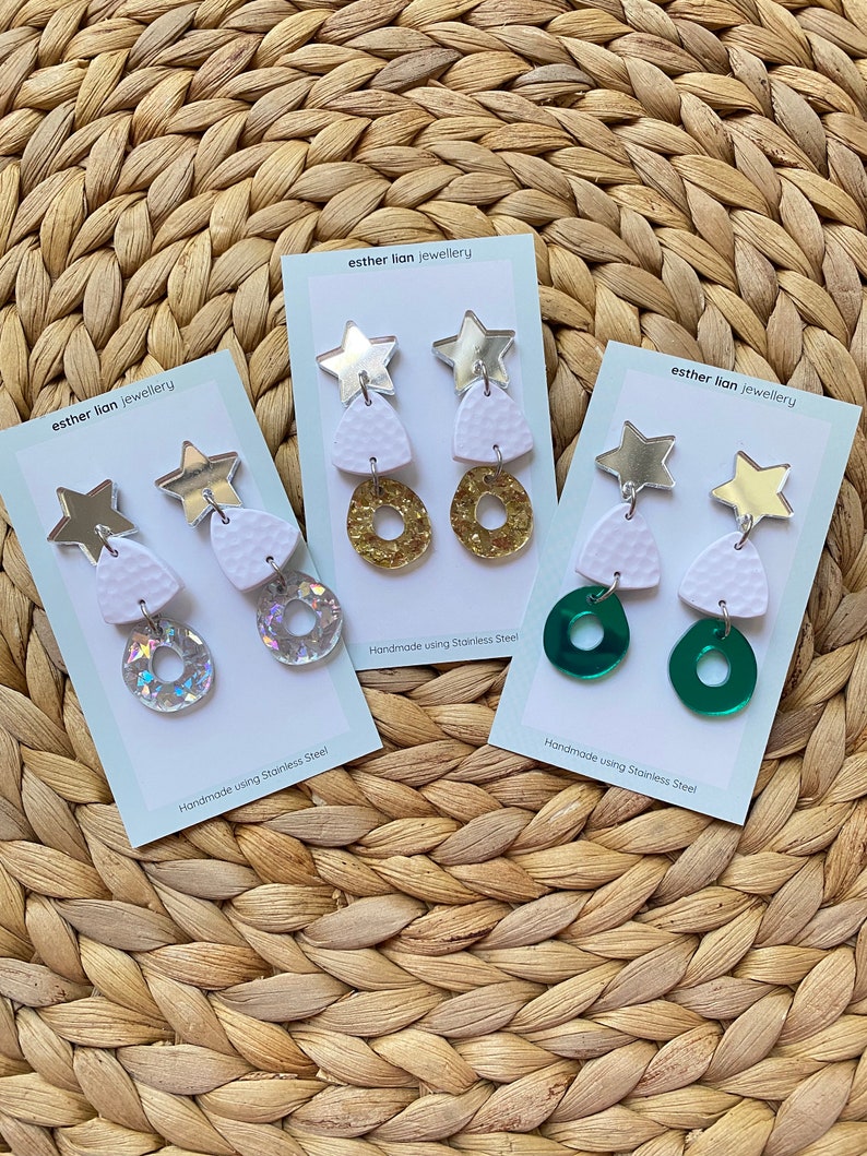 Christmas Earrings Silver, Gold, Green, White The perfect addition to your Christmas outfits, just choose your style : image 1