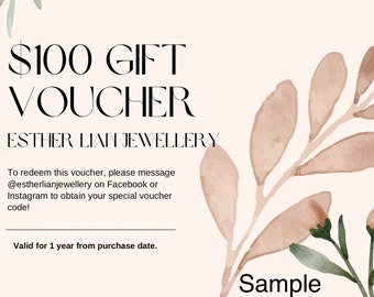 AUD100 Gift Voucher for Esther Lian Jewellery Etsy Shop
