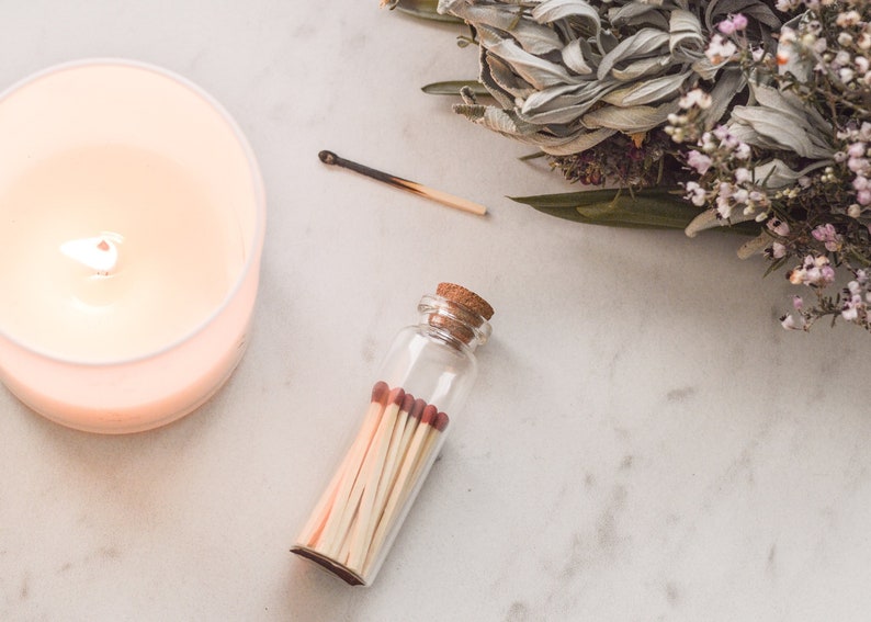 evergreen # candle Match jar w matches Scarlet red or white tip Safety matches made w wood from responsibly managed forests striker