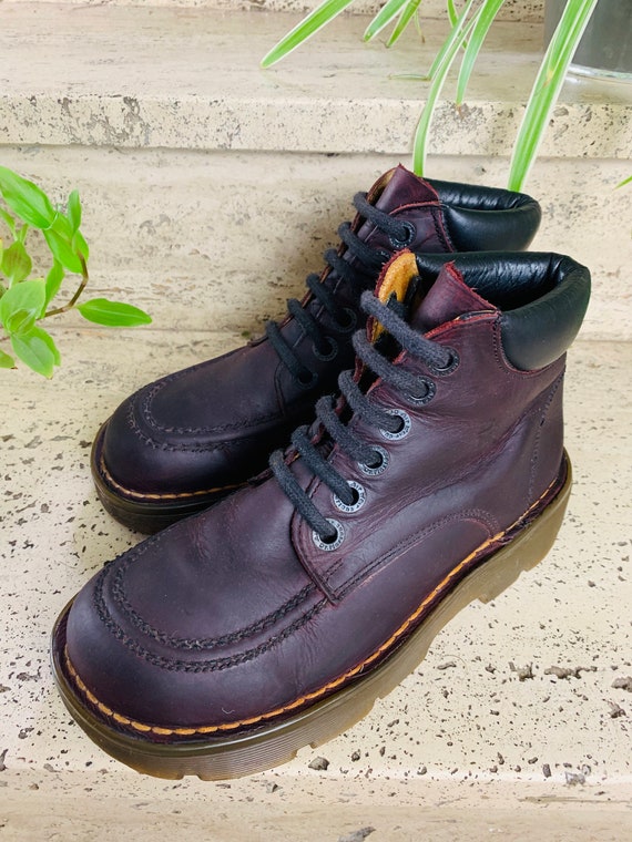 Vintage Red Burgundy Dr. Martens | Thick platform