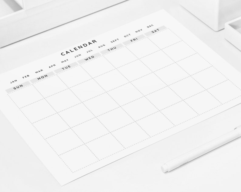 Blank Monthly Calendar Landscape Template Printable Calendar - Etsy