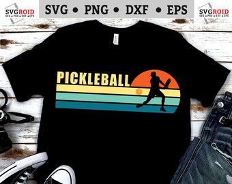 Pickleball svg files - Pickleball Retro Style svg - Pickleball Cut File, png, dxf, ai, and eps graphics.