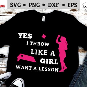 コーンホール SVG ファイル - Yes I Throw Like A Girl コーンホール SVG デジタルダウンロード 即時ダウンロード