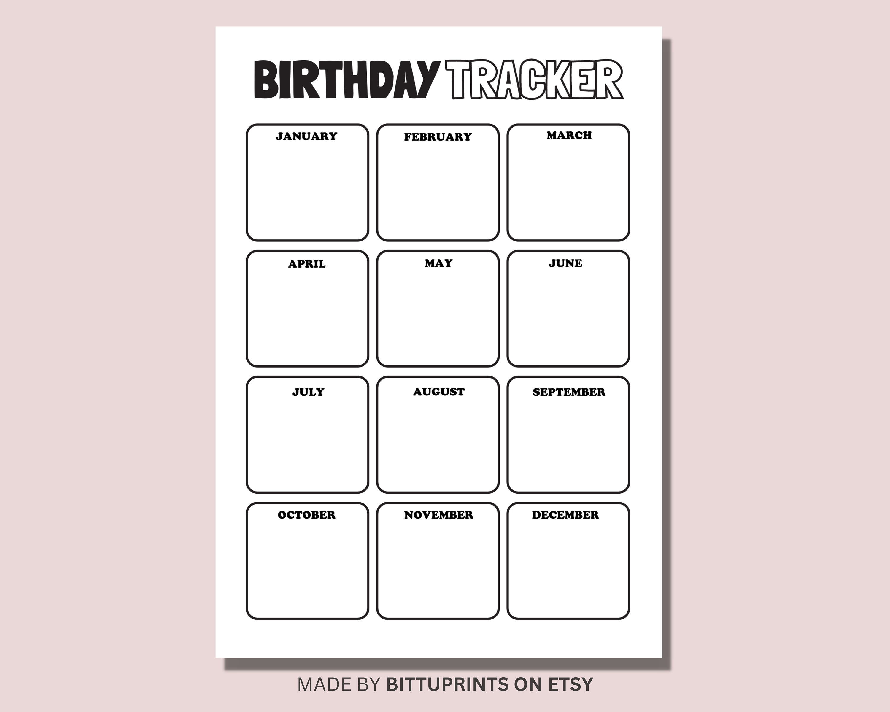 Birthday Tracker Printable Template Birthday Planner Printable PDF Birthday Tracker Printable Template Birthday Planner Printable PDF