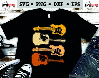 Vintage Guitar Art: Music Player SVG, PNG, Vector Files