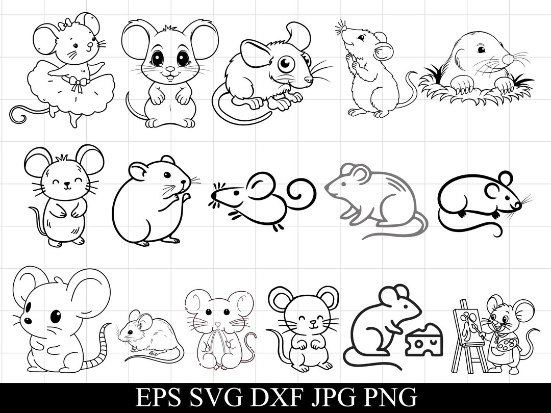 Paquete SVG de ratón, ratón de dibujos animados PNG, clipart de ratón ...